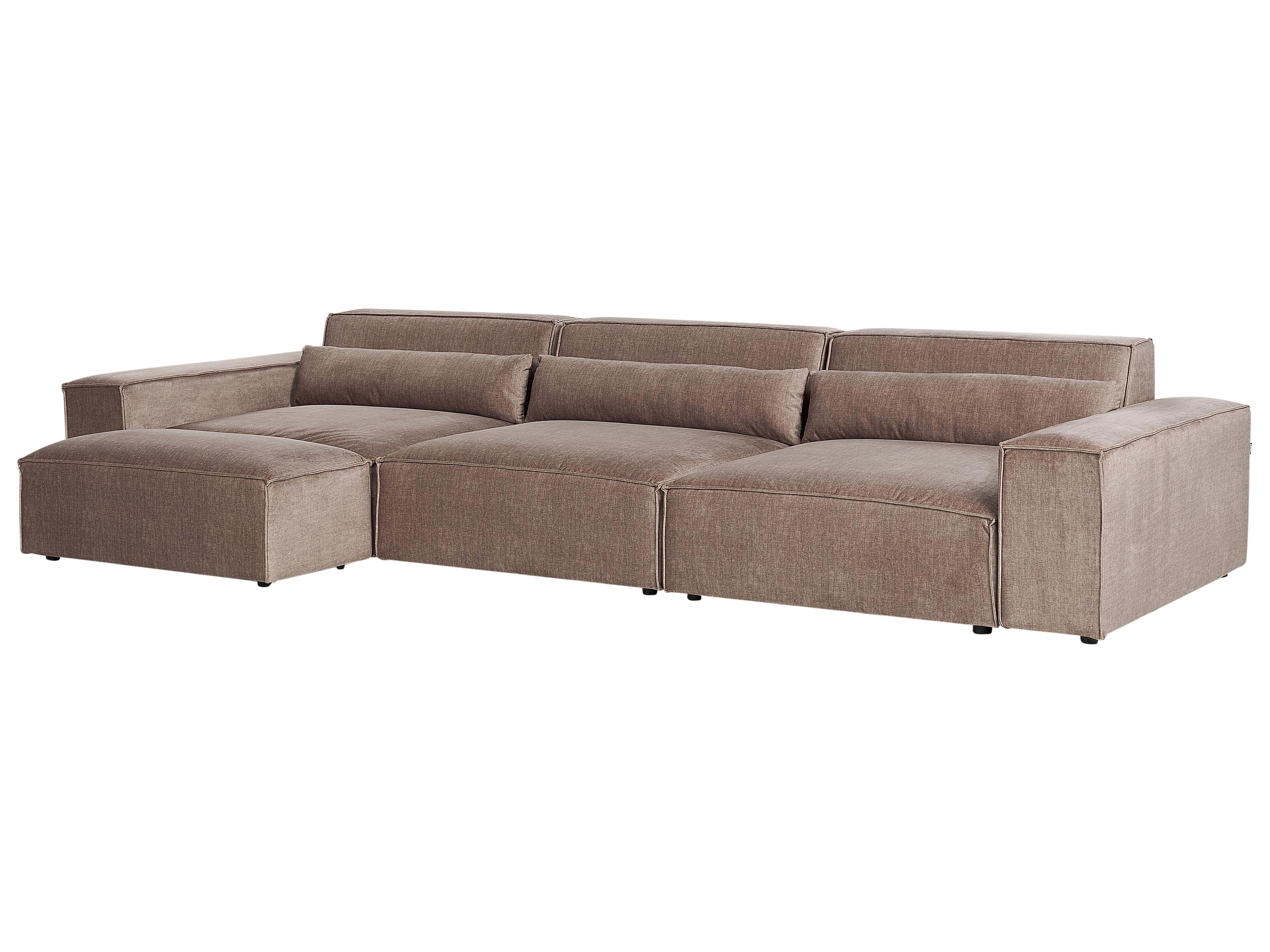 Modulaire bank 3-zits HELLNAR Stof Lichtbruin met ottomaan