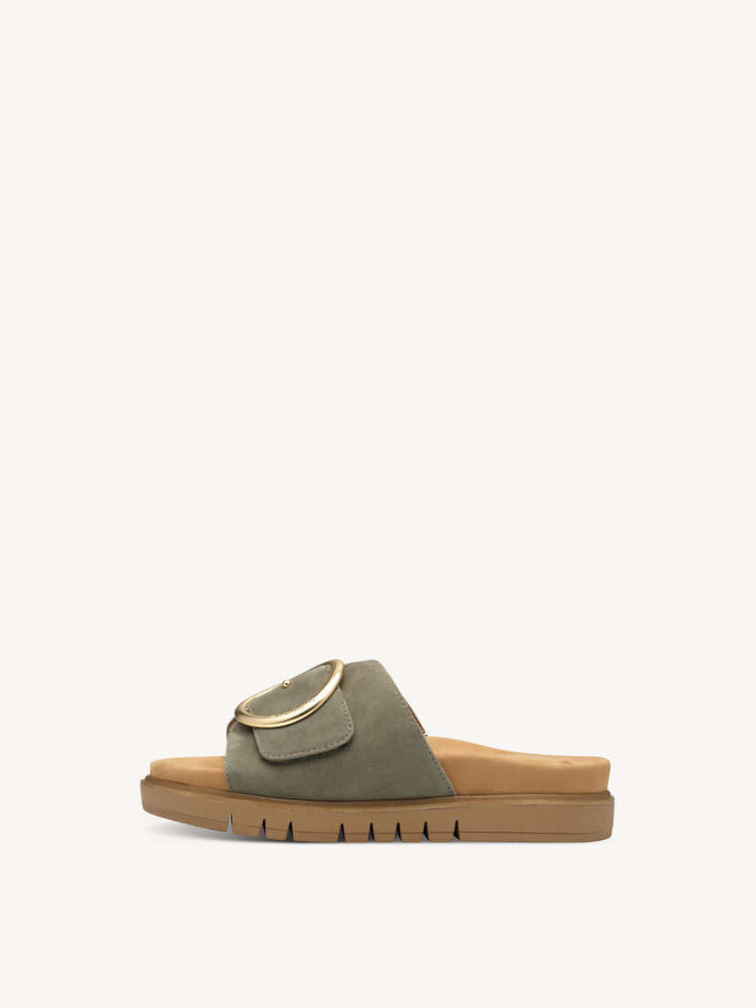 Leren Slipper - khaki