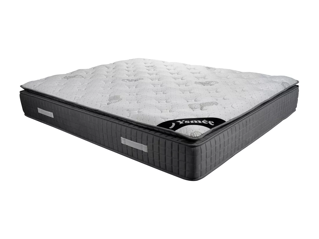 Ensemble 140 x 190 cm sommier coffre naturel clair + matelas hybride ressorts ensachés 7 zones et mémoire de forme ép.28cm - MARANI de YSMÉE