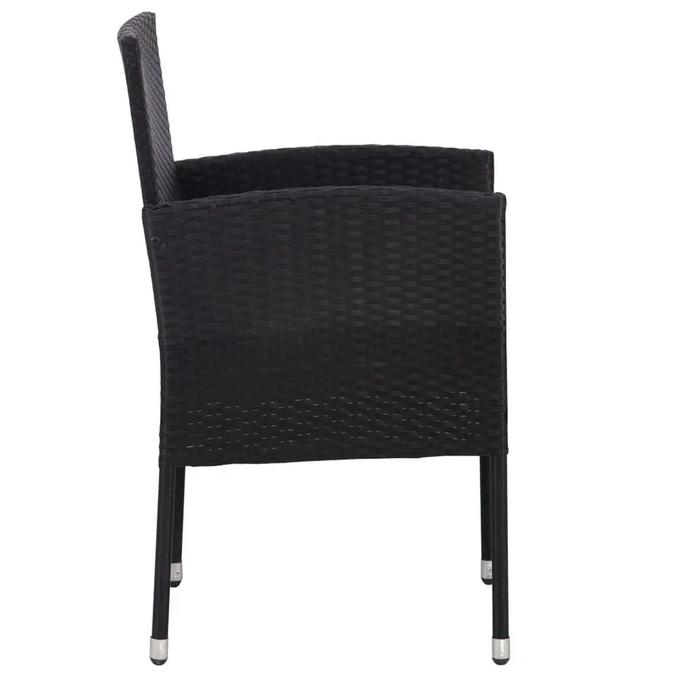 vidaXL - Tuinstoelen - Crèmewitte kussens - Zwart - Poly rattan - 4 stuks