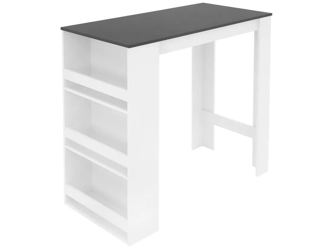 Table de bar blanc/anthracite 3 étagères rangement table de bistrot ML-DESIGN