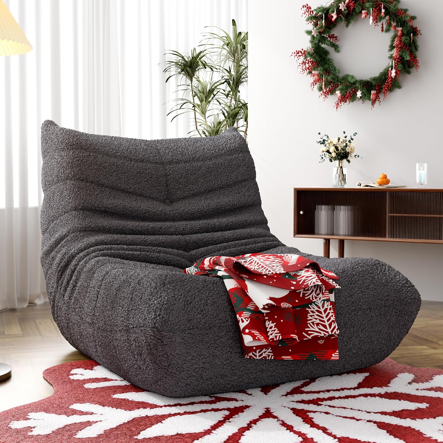 okwish Sitzsack Sofa Bodensofa, Bodenstuhl mit Rückenlehne, Lesesessel Bequem XXL, Lazy Sofa, Bean Bag Chair für Schlafzimmer Wohnzimmer, Liegesessel Grau