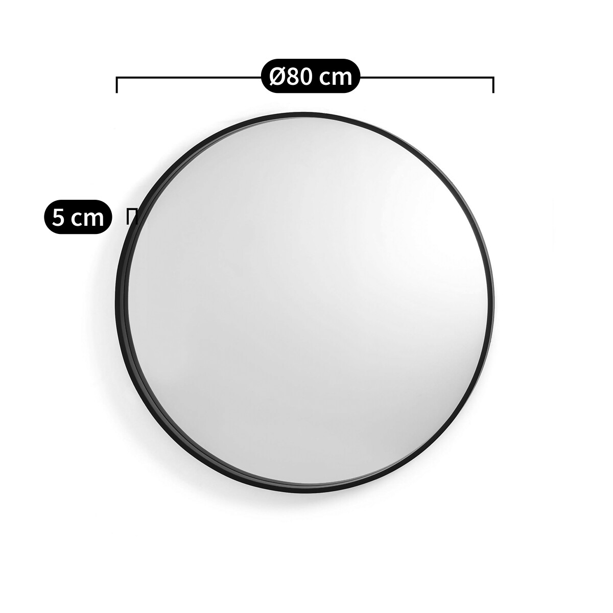 LA REDOUTE INTERIEURS<br>Espelho redondo, preto Ø80 cm, Alaria