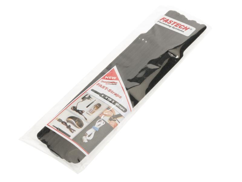 FASTECH Klettkabelbinder ETK-5-3 13 x 200 mm Schwarz, 10 St Kabelmanagement mit Klettverschlusssystem