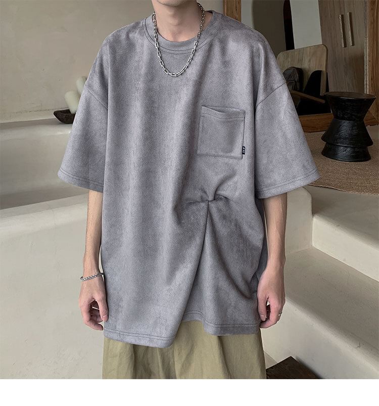 Craltuxe - Oversized T-shirt met ronde hals, elleboogmouwen en zakdetail