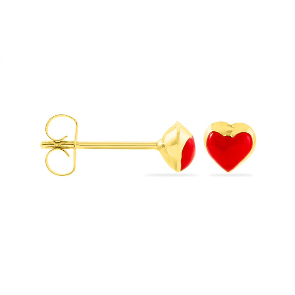 Boucles D'oreilles Puces Coralie Coeur Or Jaune