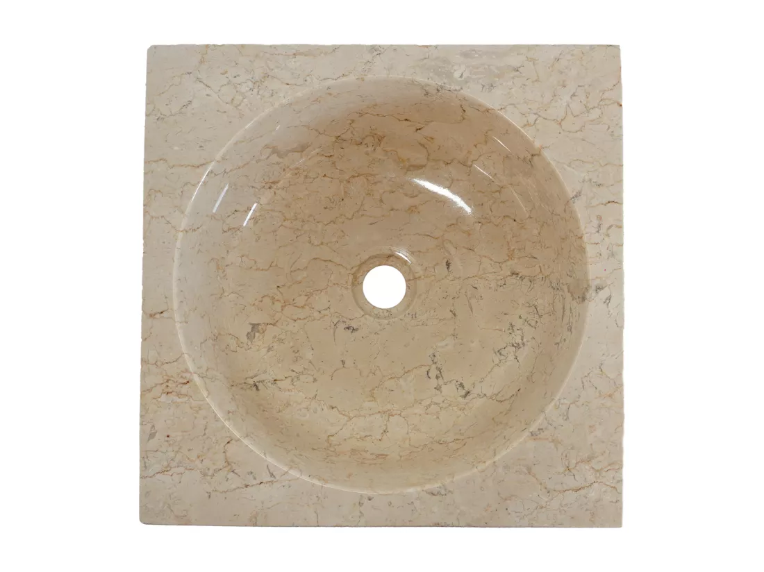 Vasque sur pied en marbre - Coloris crème - L40 x P40 x H90 cm - STORTA