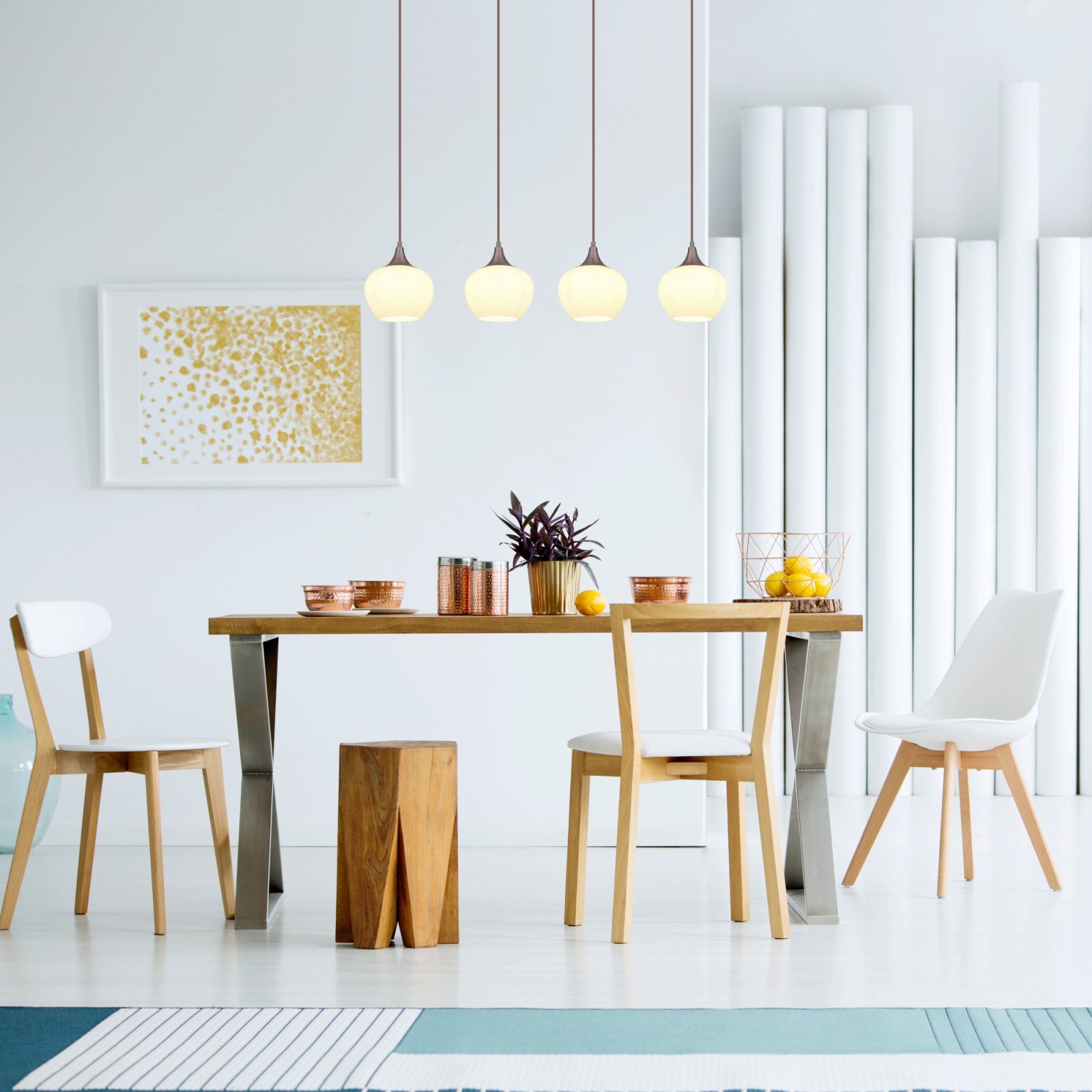 Hängeleuchte - kaffeefarben-opal - 4-flammig - 120 cm