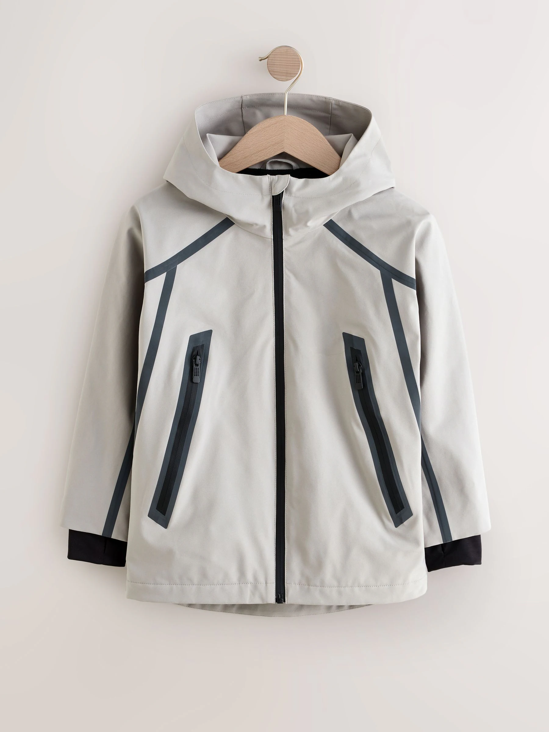 Grijs - Waterdichte reflecterende anorak met fleece voering (3-16jaar)