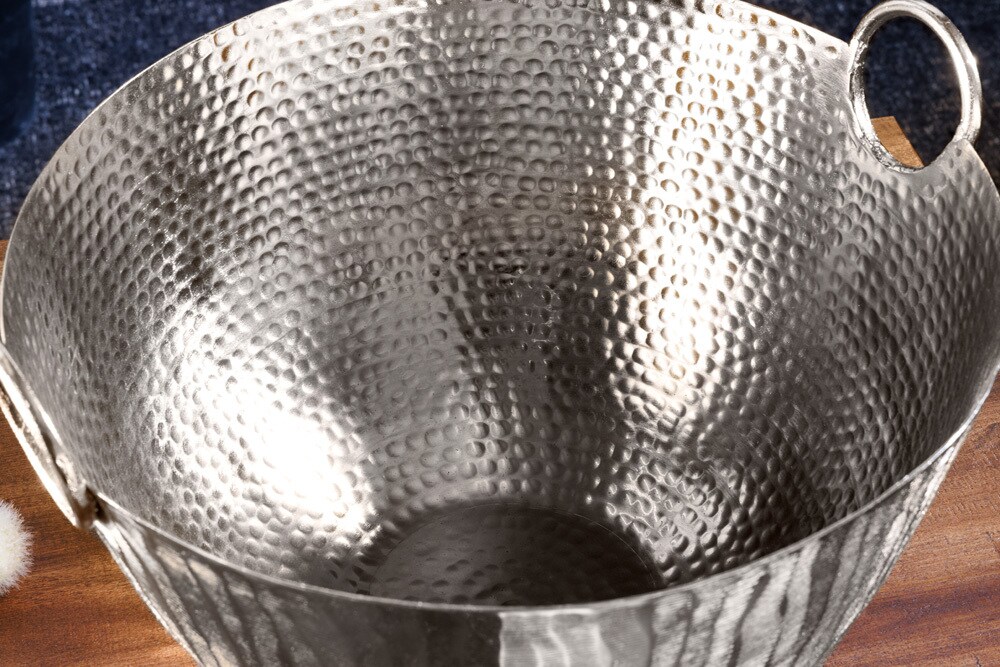 riess-ambiente Deko Schale ORIENT - 40cm silber Metall Hammerschlag Design