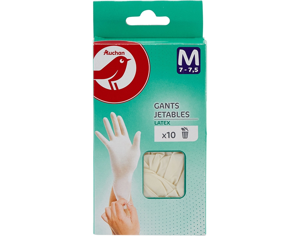 LUVAS AUCHAN LATEX TAMANHO MÉDIO 10UN