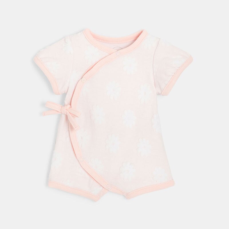 Combishort bébé fille en velours dévoré bio rose Absorba Rose