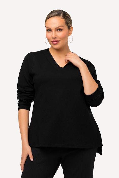 Sweatshirt, BLACK-Gummidruck, V-Ausschnitt, Langarm