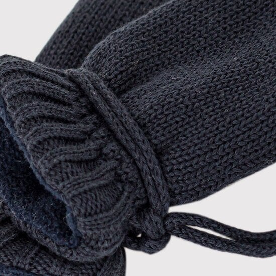 Moufles bébé en tricot doublées en polaire recyclée   Bleu smoking        T1   de               Petit Bateau