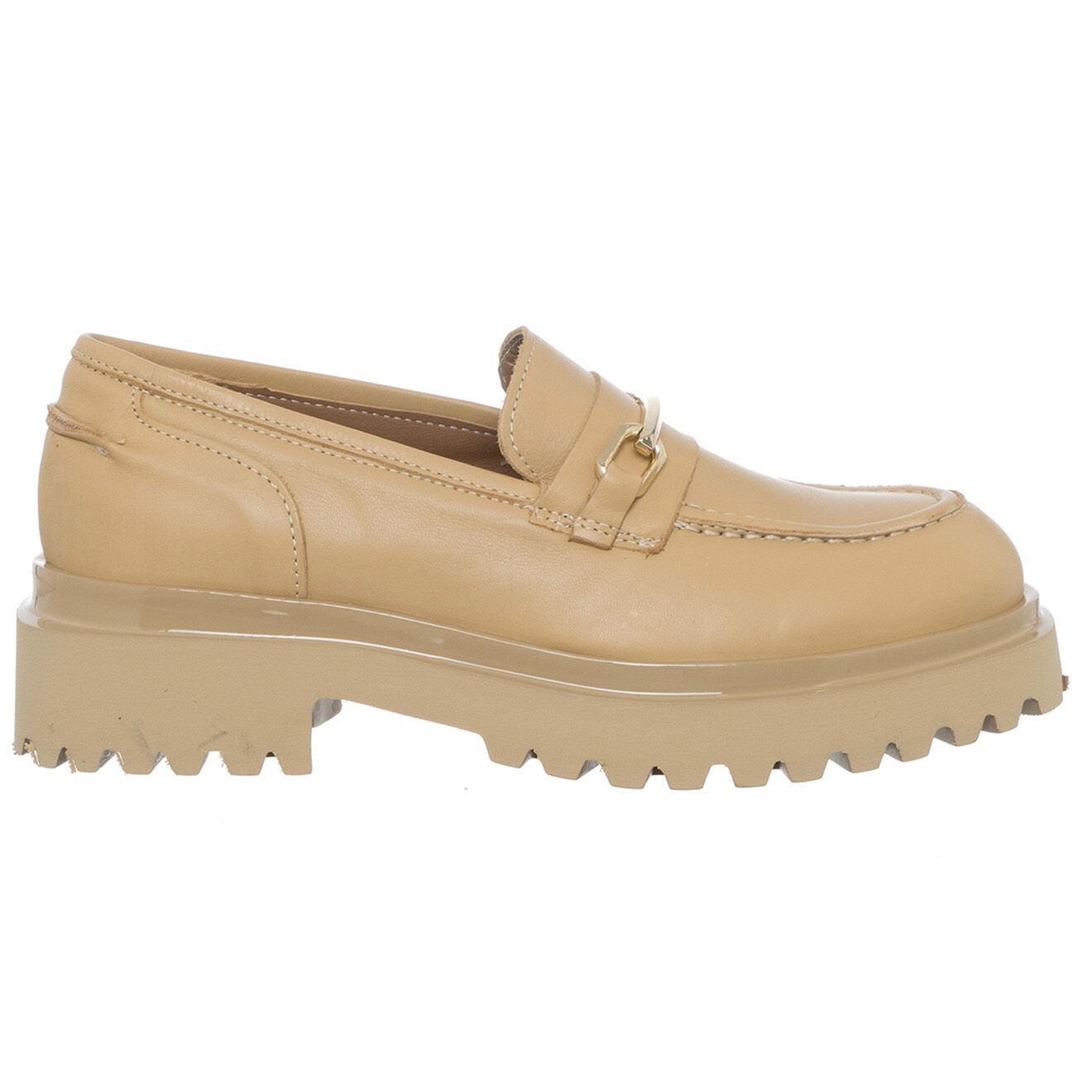 Loretta Pettinari Mocassins en Cuir Meringa beiges - Talon 5 cm