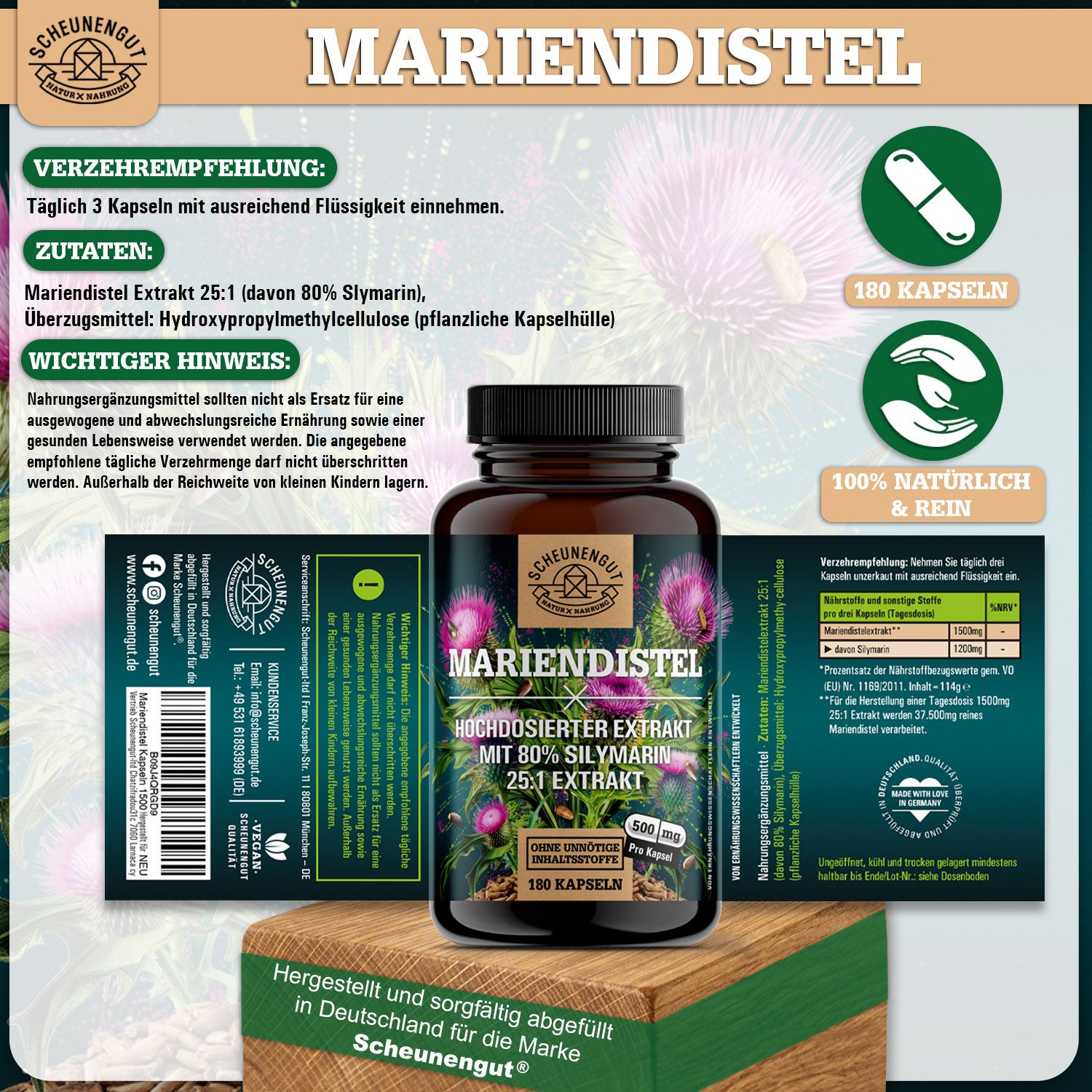 Scheunengut® Mariendistel 25:1 Extrakt | Hochdosiert mit mindestens 80% Silymarin