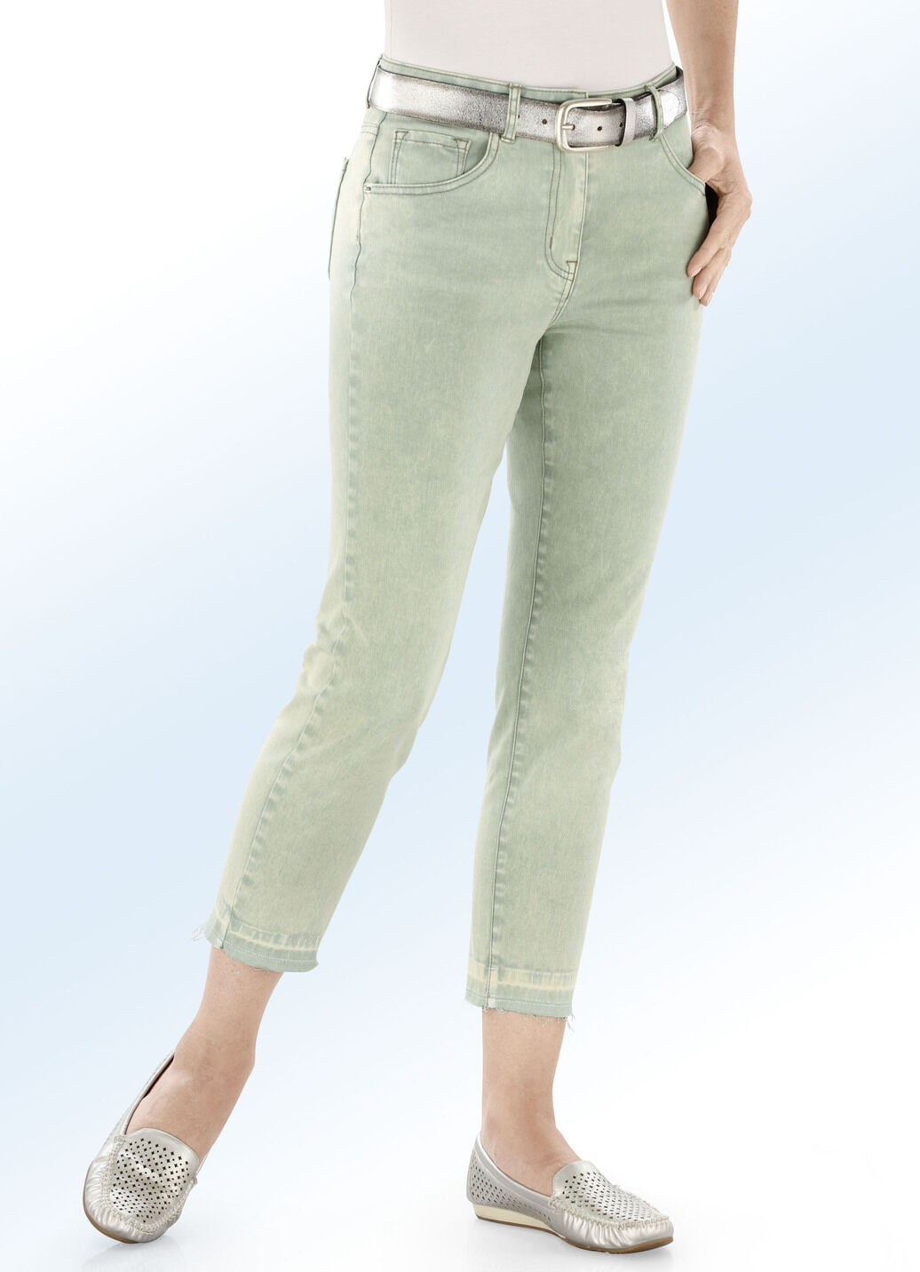 Jeans in 7/8-Länge mit modischer Saumfärbung