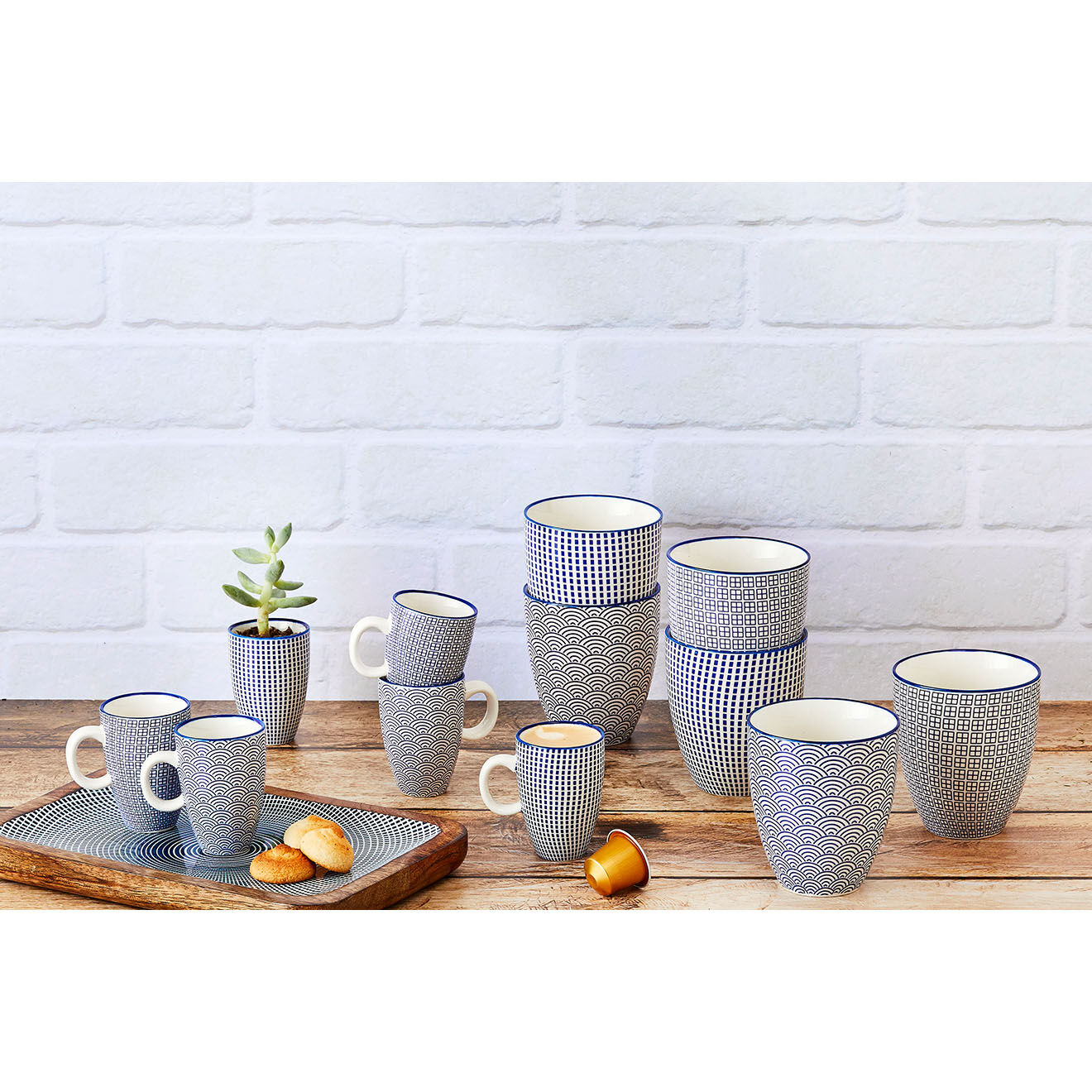 Bjorn 2 Mugs Pattern Dark blue bleu foncé - 30 cl