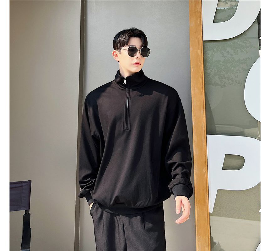 Patow - Sweatshirt met korte rits en mock-neck