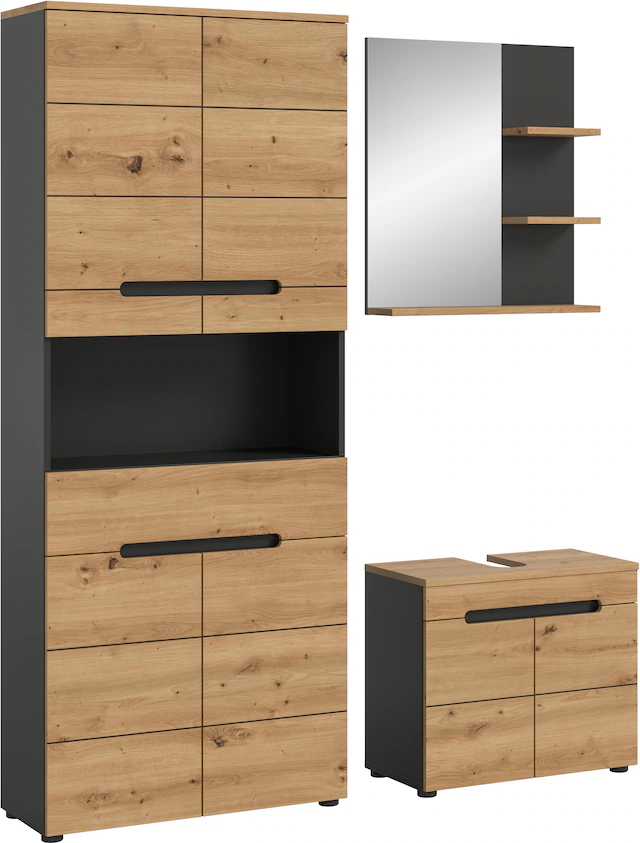 INOSIGN Badmöbel-Set »REHAT, 3-teilig, Breite 154 cm, mit grifflosen Fronten, bestehend aus:« 3 Stk. tlg.