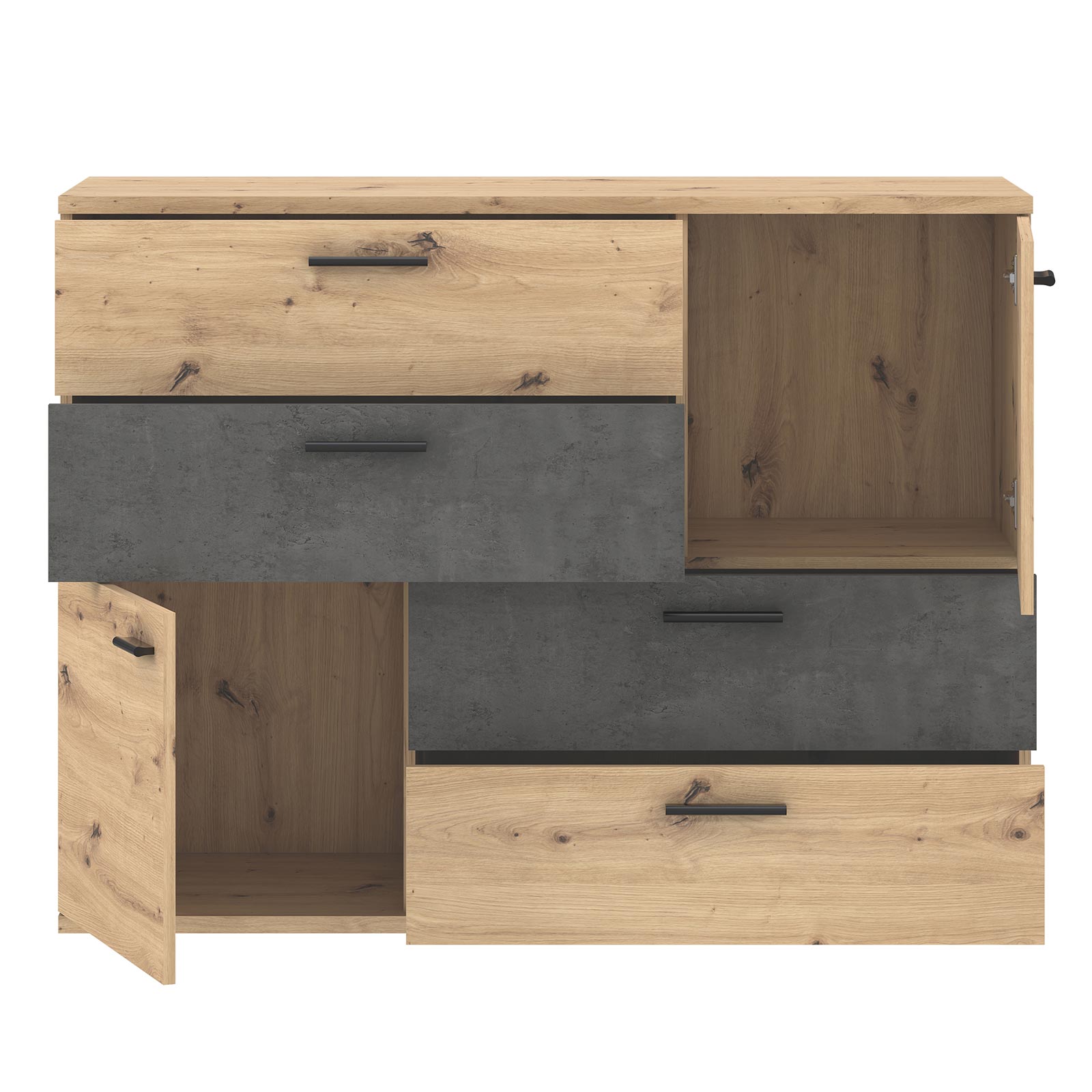 Sideboard - Artisan Eiche - Beton-Optik - 125 cm