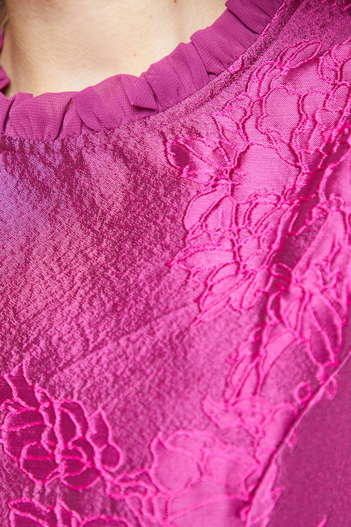 Oasis Robe Mini Ajustée et Évasée en Jacquard Structuré avec Manches en Mousseline