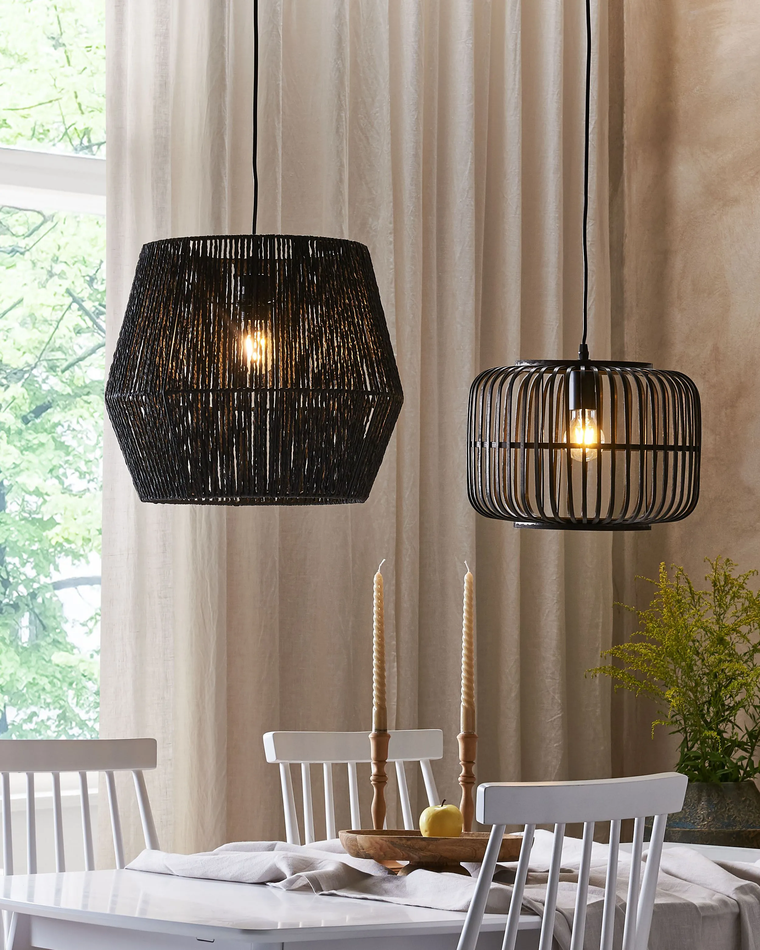 Hanglamp GWERU Papierkoord Zwart