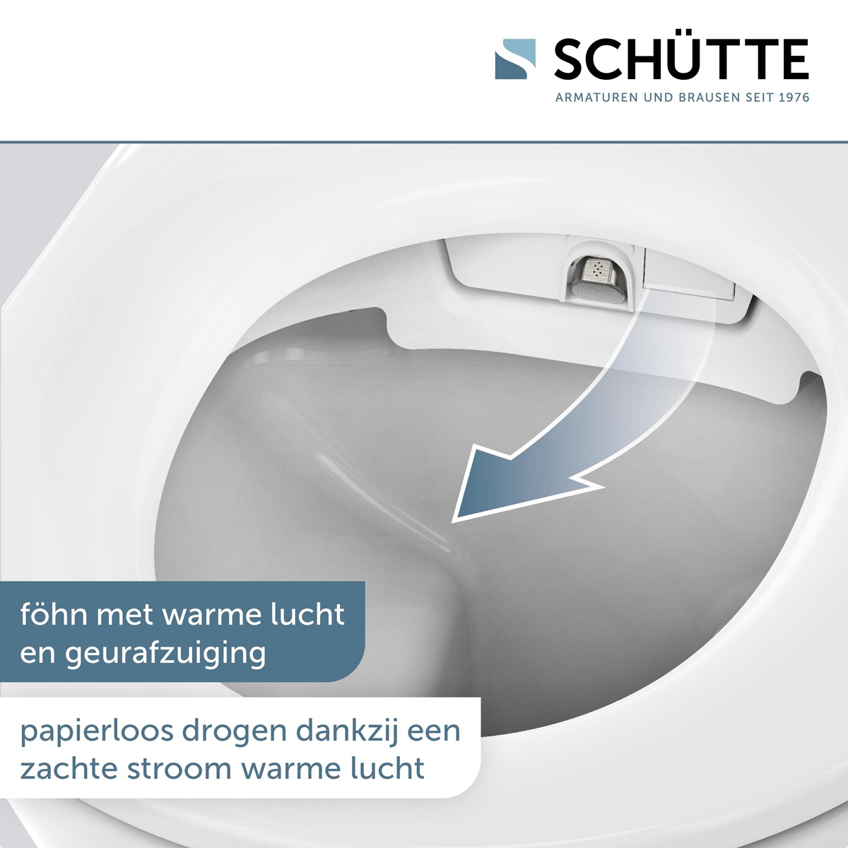 Schutte Cesari Premium randloze douche wc met Slim toiletzitting wit glans