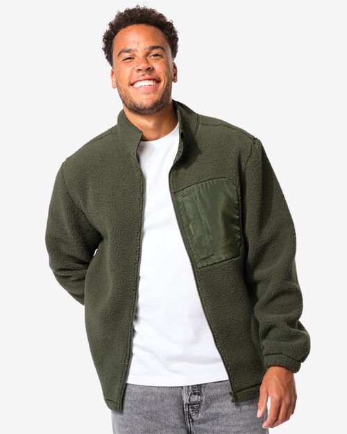 veste teddy pour hommes vert