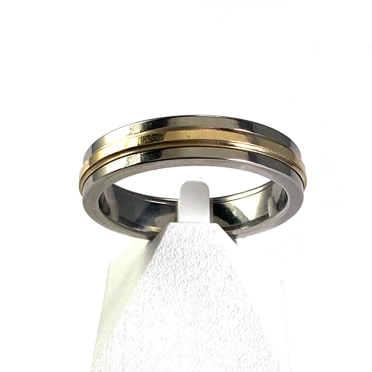 Bague d'occasion titane et or 375 jaune 5 mm