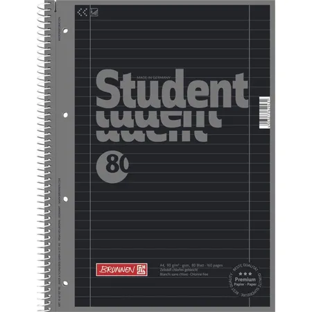 BRUNNEN Collegeblock Colour Code, onyx, 90g/m², A4, 80 Blatt