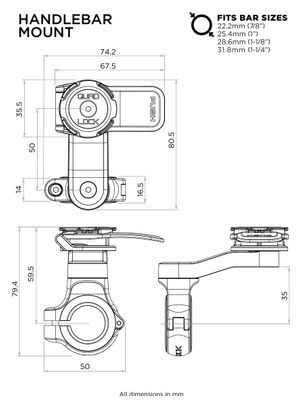 Support Smartphone Quad Lock Handlebar Mount pour Guidon Moto