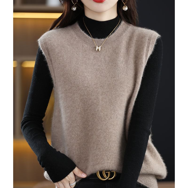 Gistinty - Effen vest met ronde hals