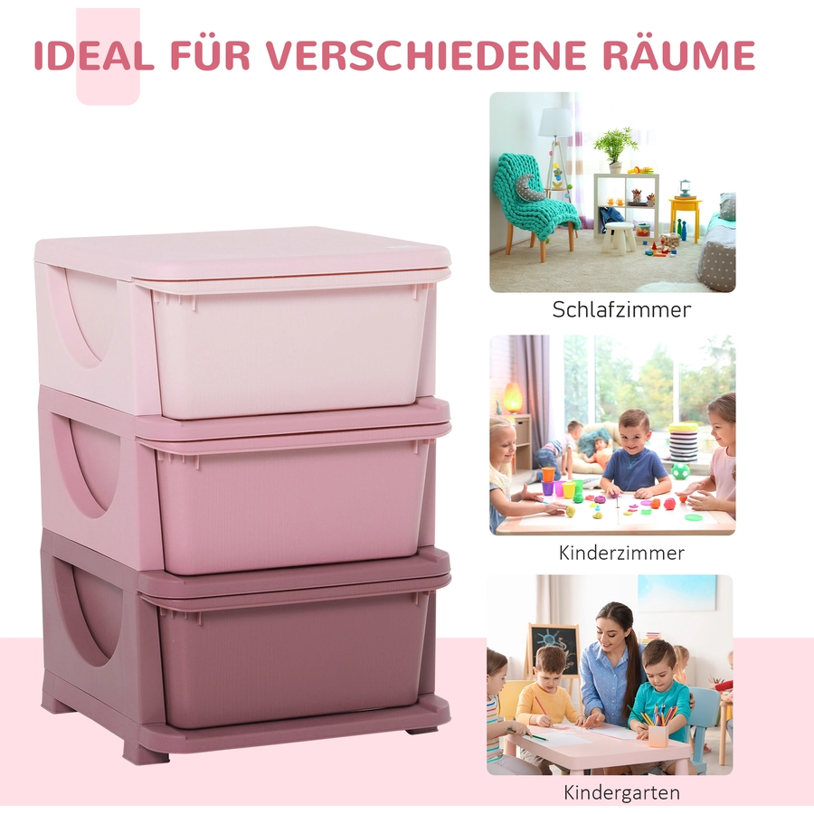 HOMCOM Aufbewahrungsboxen für Spielzeug Rosa