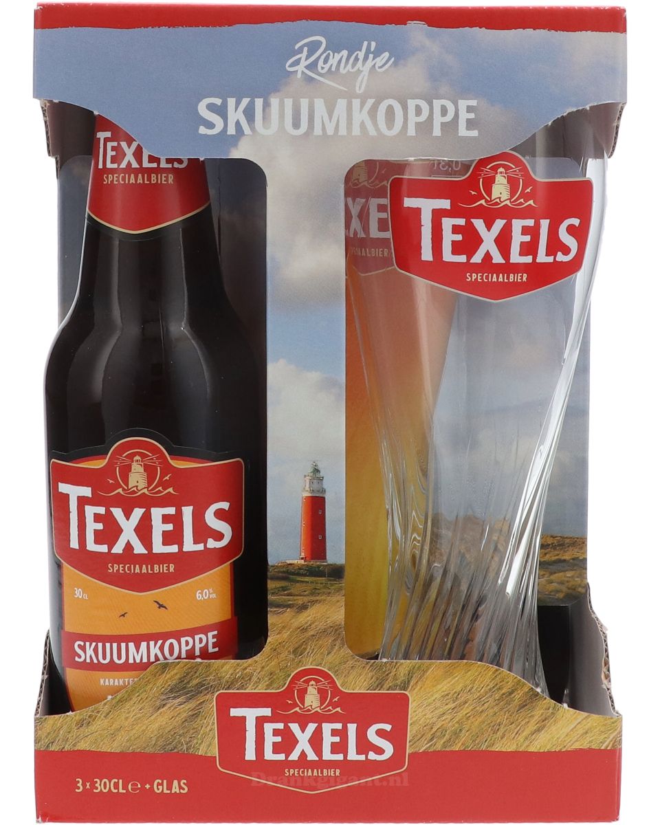 Texels Rondje Skuumkoppe Cadeaupakket met Glas 90 cl