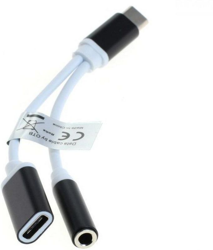 OTB USB-C naar 3,5mm Jack audio adapter met USB-C laadpoort - passief / wit - 0,15 meter