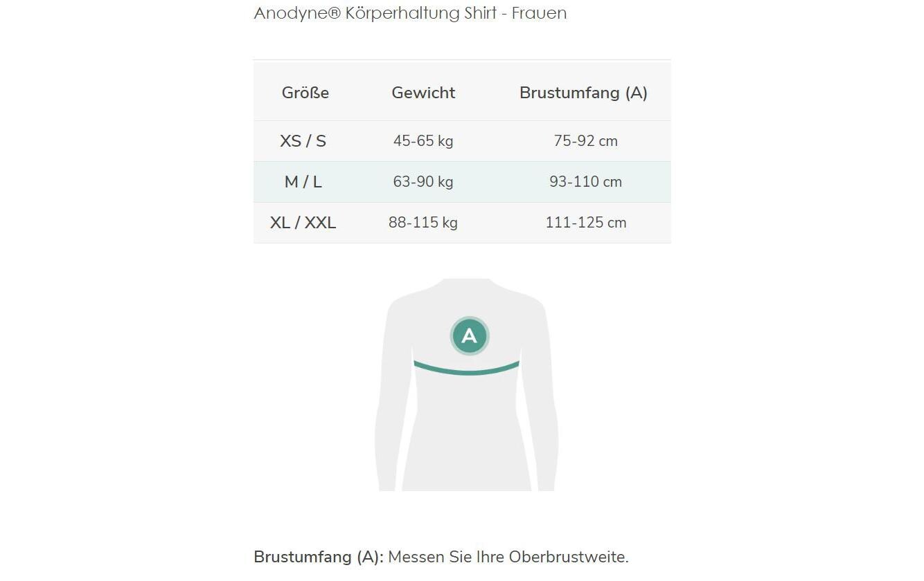 Körperhaltung Shirt Damen, schwarz Grösse M/LHaltungskorrigierendes Shirt für Damen