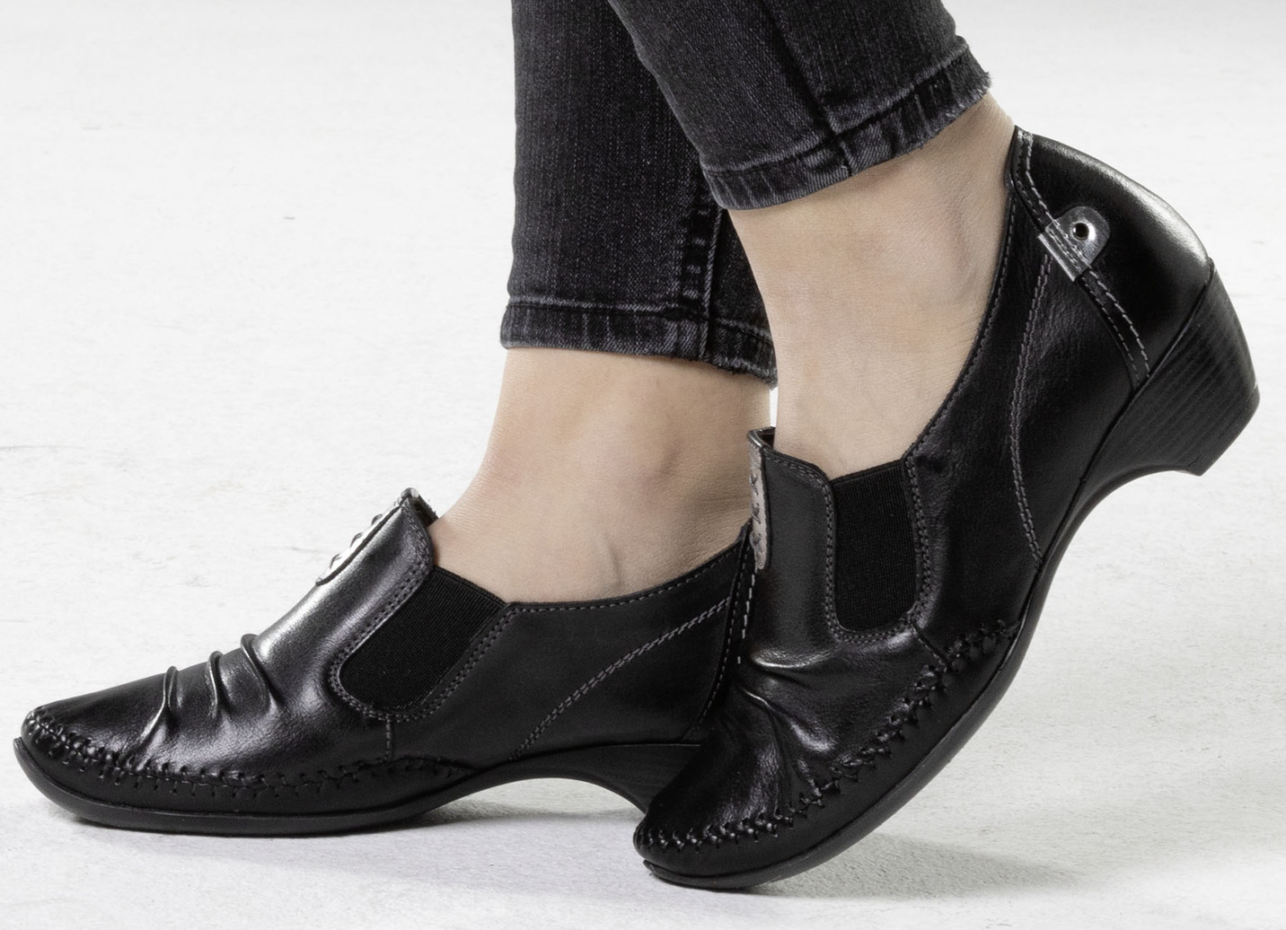 ELENA EDEN Mokassin-Pumps mit Metallic-Lederbesätzen