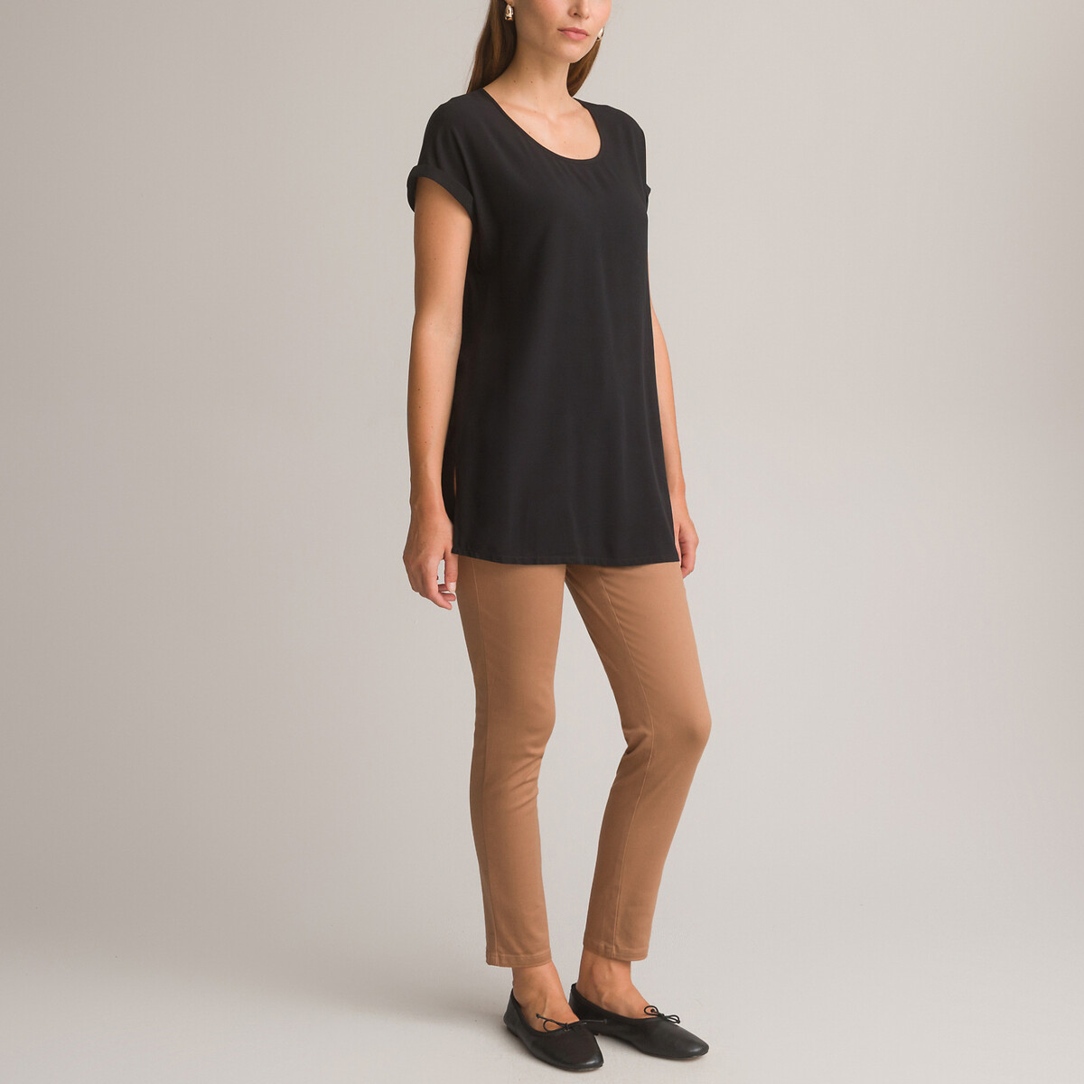 ANNE WEYBURN<br>Túnica com decote redondo, sem mangas