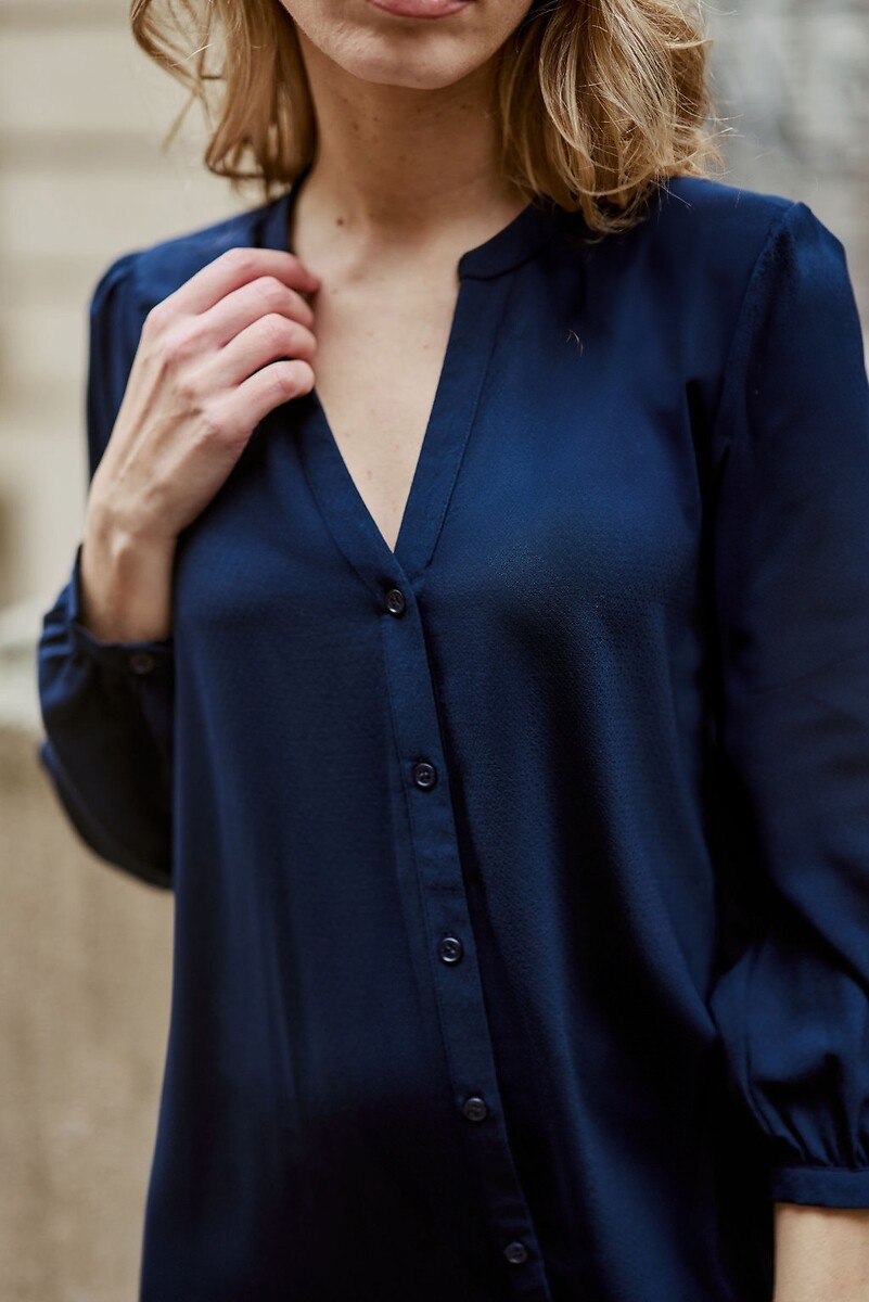 LA PETITE ETOILE<br>Vestido com decote em V, mangas compridas e babados na barra, ROBBIE
