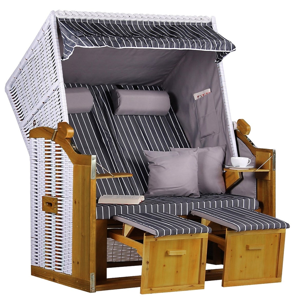Baltic PE strandstoel, wit, Royal Anthracite design