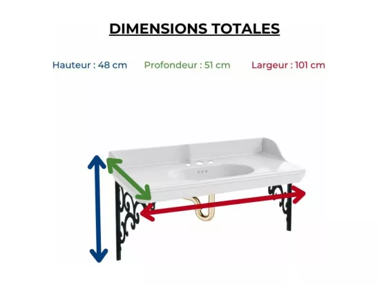 Pack plan vasque suspendu 3 trous JACOB DELAFON Cléo 1889 + mélangeur croisillon or + siphon or