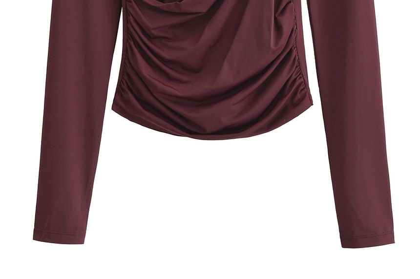 Avauntgardo - T-shirt met lange mouwen, V-hals en gerimpeld effect