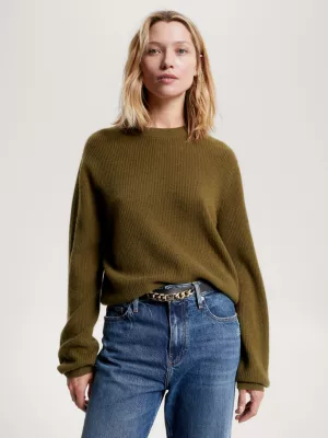 Suéter de lã e cashmere com textura canelada e modelagem relaxada