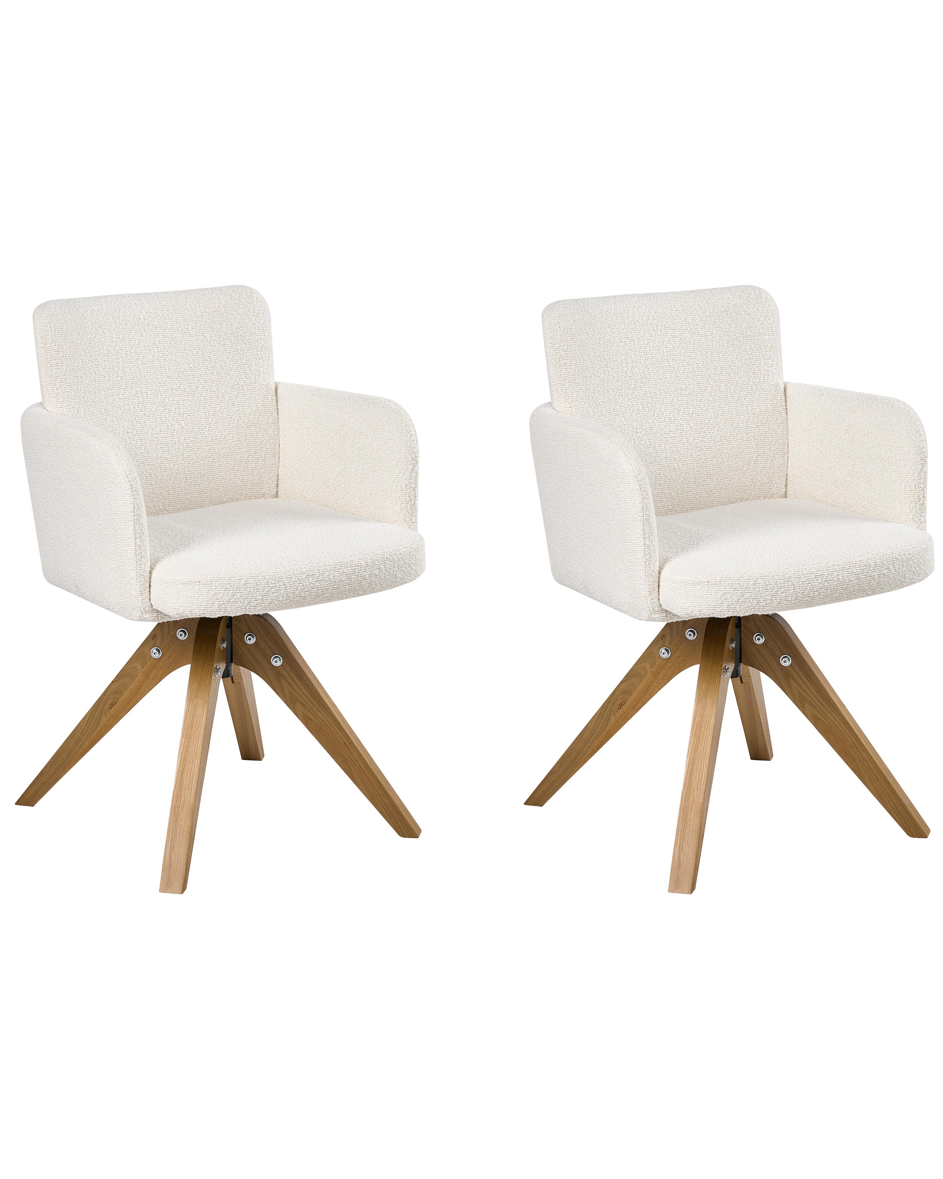 Set van 2 eetkamerstoelen draaibaar EVELYN Bouclé Gebroken wit