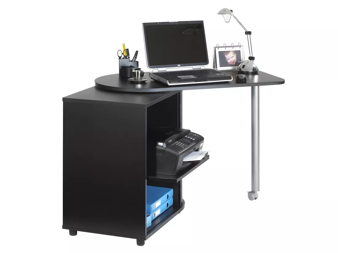 Bureau Pivotant Noir et Meuble de Rangement - Coloris: http 800