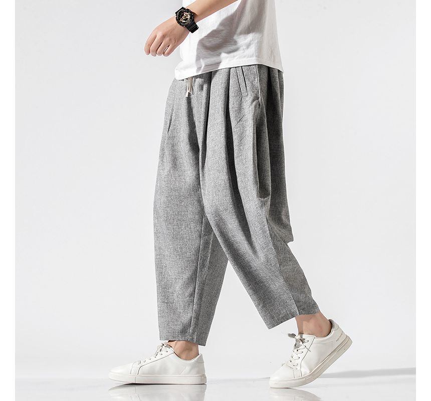 Ninine - Effen cropped harembroek met elastische taille