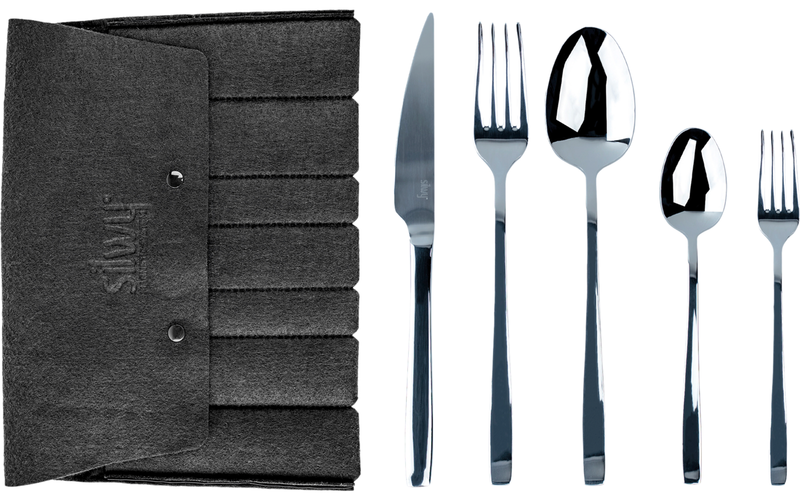 Silwy Reisebesteck-Set Edelstahl 5-tlg. + Etui