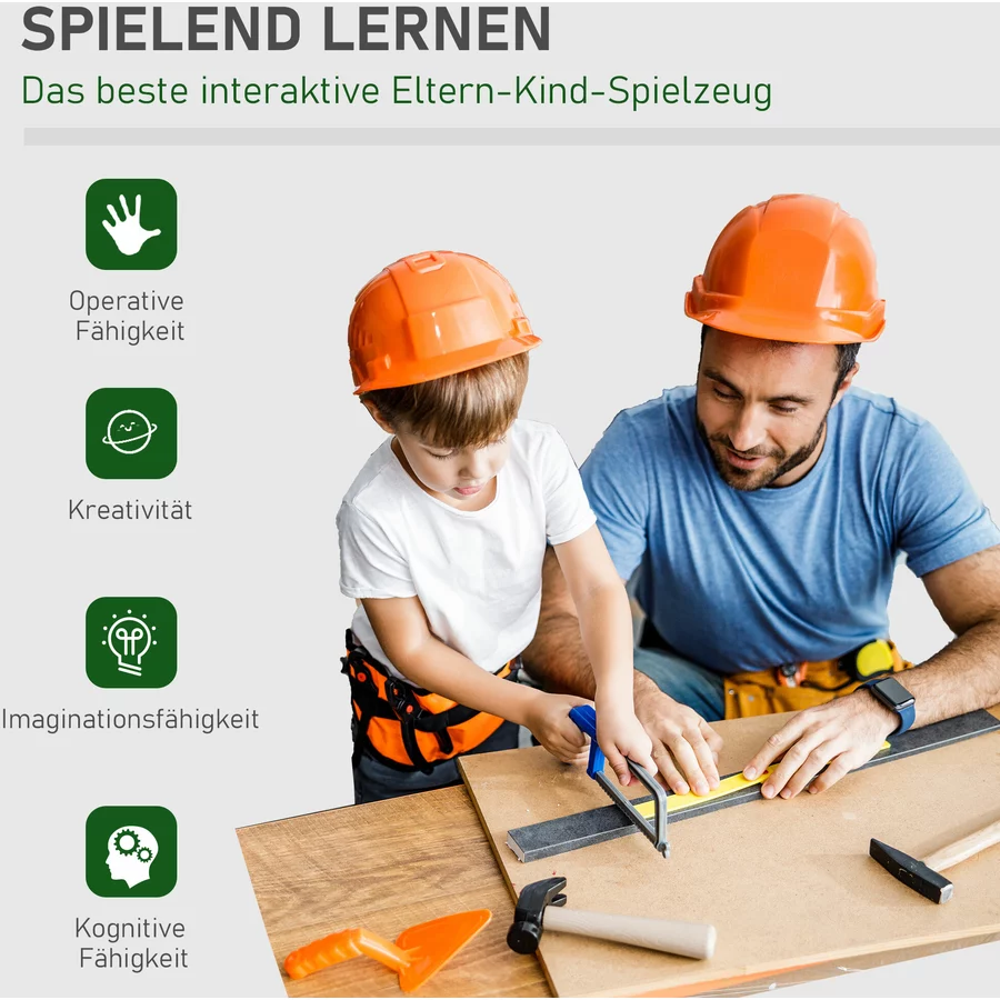 HOMCOM Kinder Werkbank Set mit 37 Zubehörteilen bunt