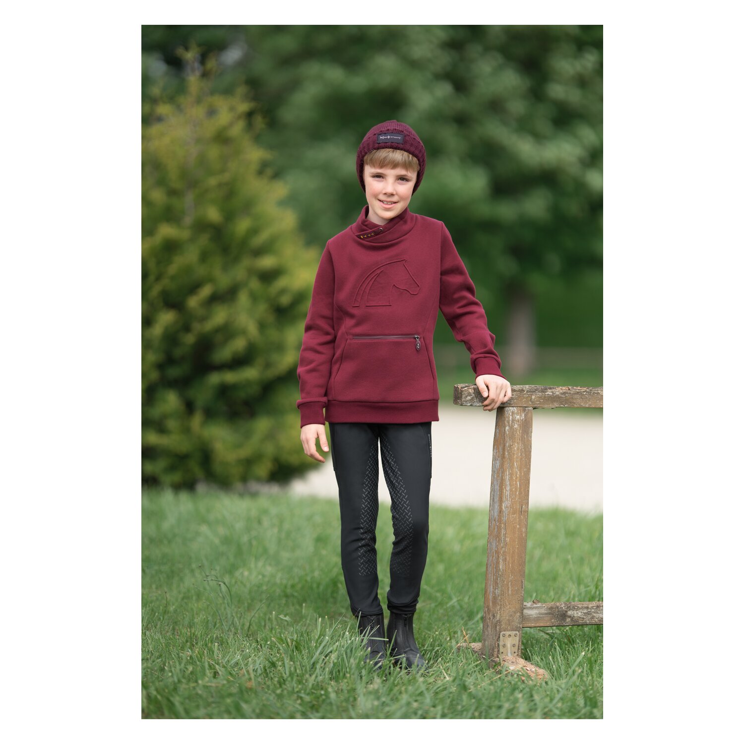 black forest kids Kindermütze mit Reflexpatch  - dark berry - Einheitsgröße